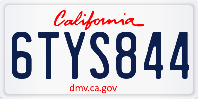 CA license plate 6TYS844