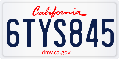 CA license plate 6TYS845