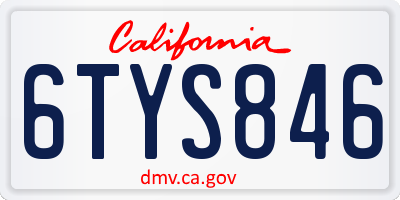 CA license plate 6TYS846