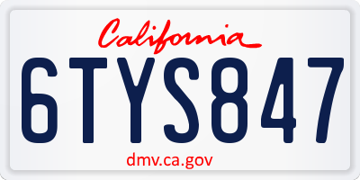 CA license plate 6TYS847