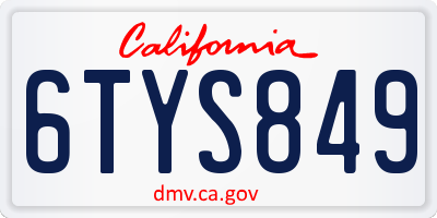 CA license plate 6TYS849