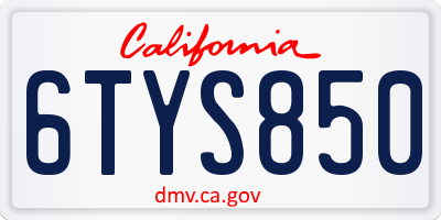 CA license plate 6TYS850