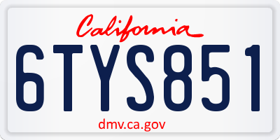CA license plate 6TYS851