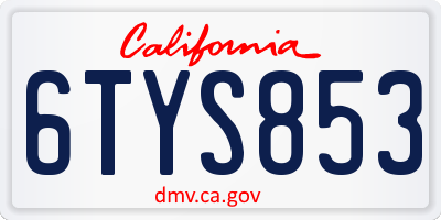CA license plate 6TYS853