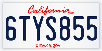 CA license plate 6TYS855