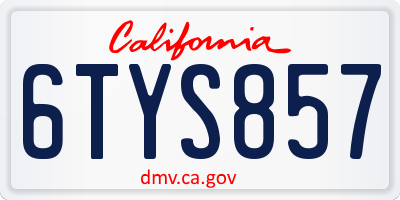 CA license plate 6TYS857