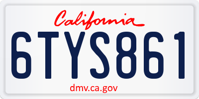 CA license plate 6TYS861