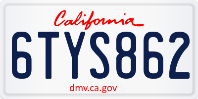 CA license plate 6TYS862