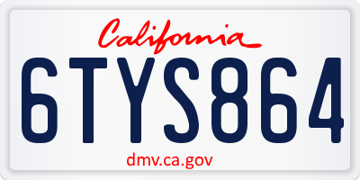 CA license plate 6TYS864