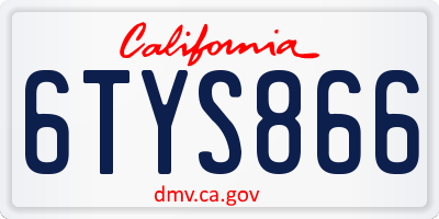 CA license plate 6TYS866