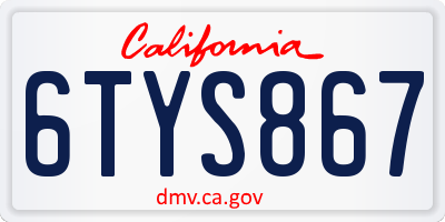 CA license plate 6TYS867