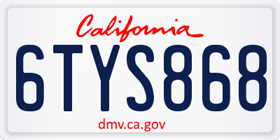 CA license plate 6TYS868