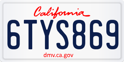 CA license plate 6TYS869