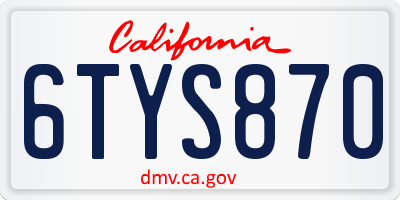 CA license plate 6TYS870