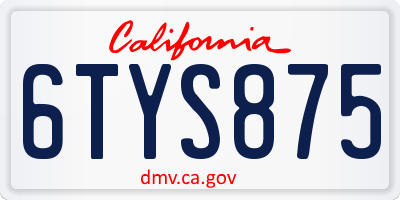 CA license plate 6TYS875