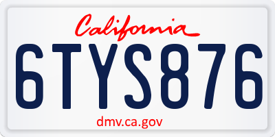 CA license plate 6TYS876