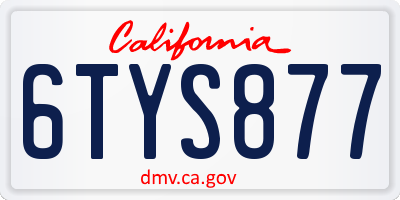 CA license plate 6TYS877