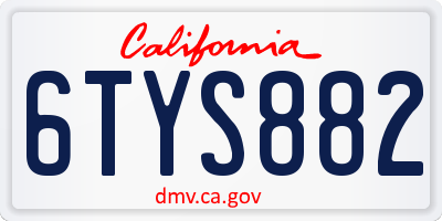 CA license plate 6TYS882