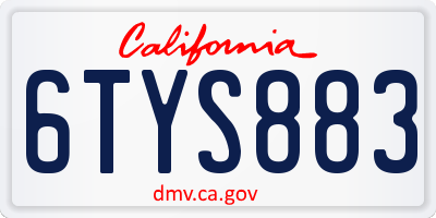 CA license plate 6TYS883