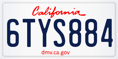 CA license plate 6TYS884