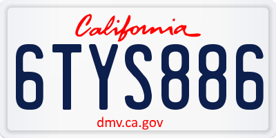 CA license plate 6TYS886