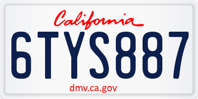 CA license plate 6TYS887