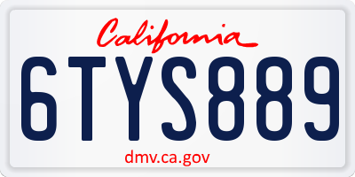 CA license plate 6TYS889