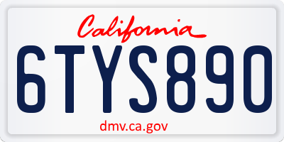CA license plate 6TYS890