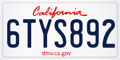 CA license plate 6TYS892