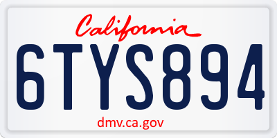 CA license plate 6TYS894