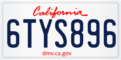 CA license plate 6TYS896