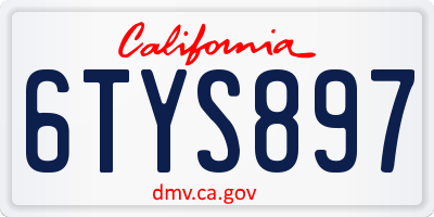 CA license plate 6TYS897