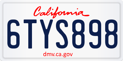 CA license plate 6TYS898