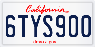 CA license plate 6TYS900