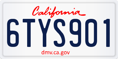 CA license plate 6TYS901