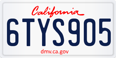 CA license plate 6TYS905