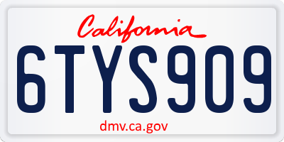 CA license plate 6TYS909