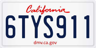 CA license plate 6TYS911