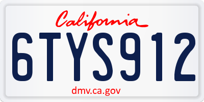 CA license plate 6TYS912