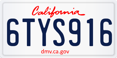 CA license plate 6TYS916