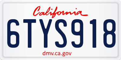 CA license plate 6TYS918