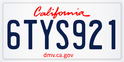 CA license plate 6TYS921