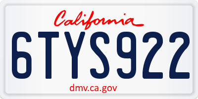 CA license plate 6TYS922