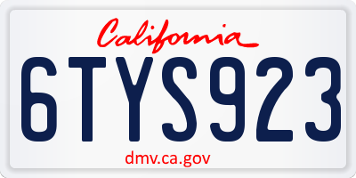 CA license plate 6TYS923