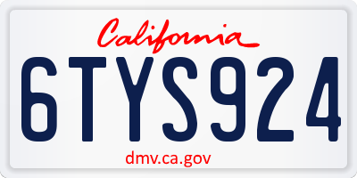 CA license plate 6TYS924
