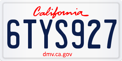 CA license plate 6TYS927