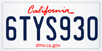 CA license plate 6TYS930