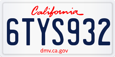 CA license plate 6TYS932