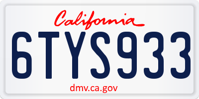 CA license plate 6TYS933