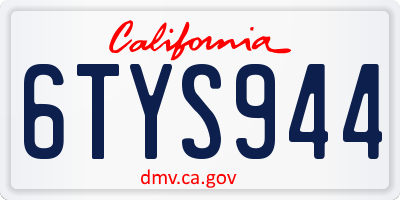 CA license plate 6TYS944